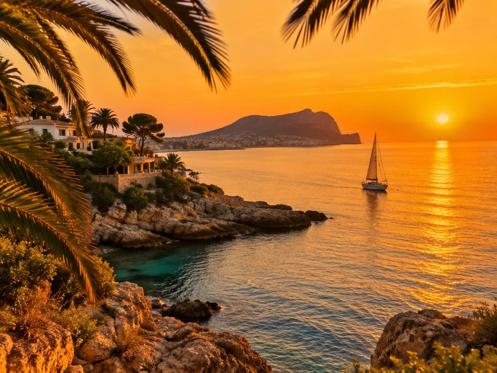 Mediterranean coastline and waterfront at Moraira